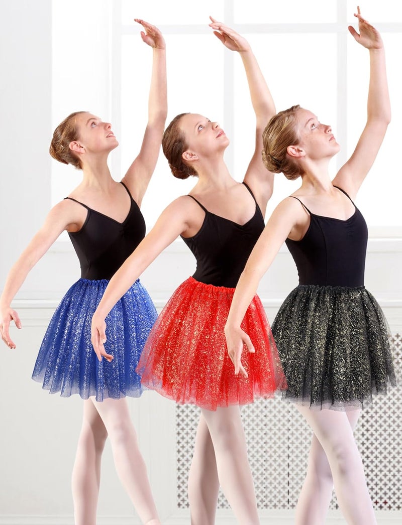 VEKDA 3 Layers Tutus for Women Adult, Classic Elastic Tulle Tutu Skirts Gold Silver Foil Printed Tutu for Party Running - Image 5